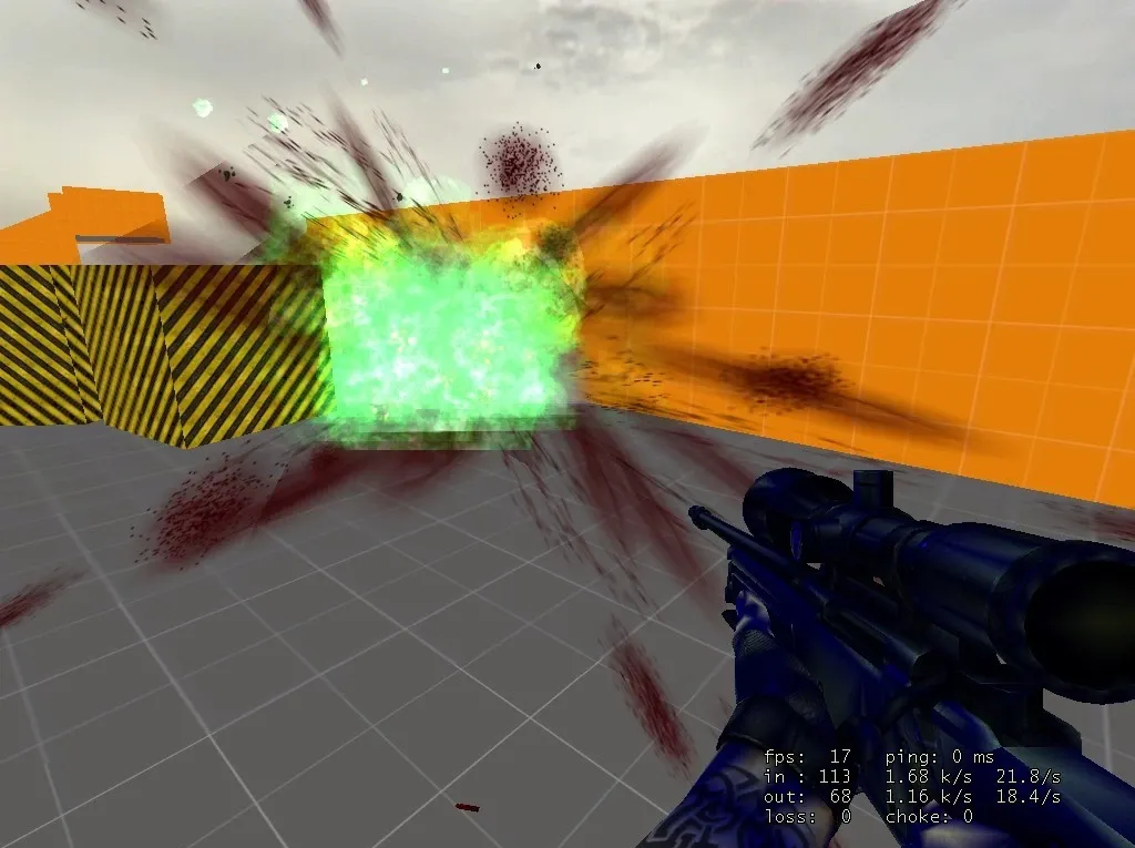 Green h.e. grenade explosion