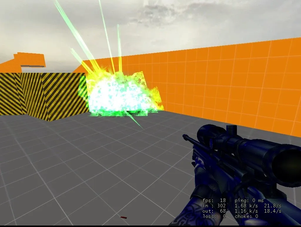 Green h.e. grenade explosion